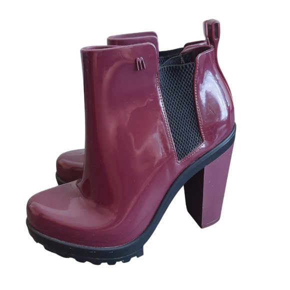 Melissa Soldier Boots - Rain boots Marsala/Burgundy size 7 - Picture 2 of 6
